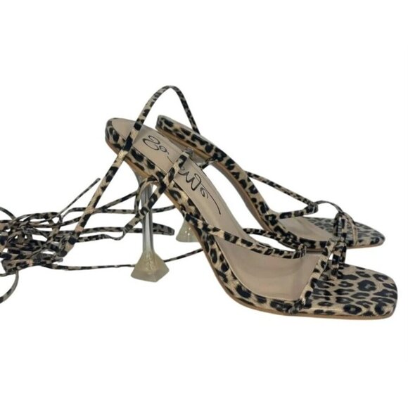 So Me Shoes - SO ME / Lace Up / Leopard Print / Heels With Clear / Stiletto Heel / Strappy